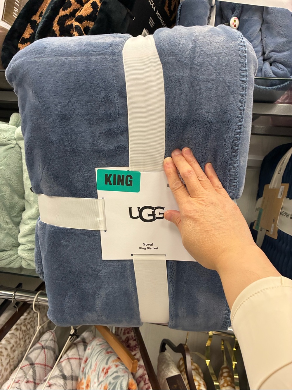 UGG Novah Plush Blanket in Slate Blue